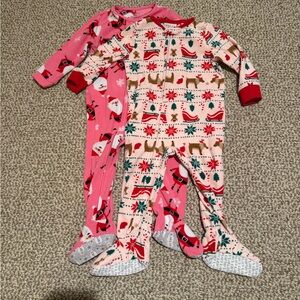 2 Carter's Pink Holiday Footies